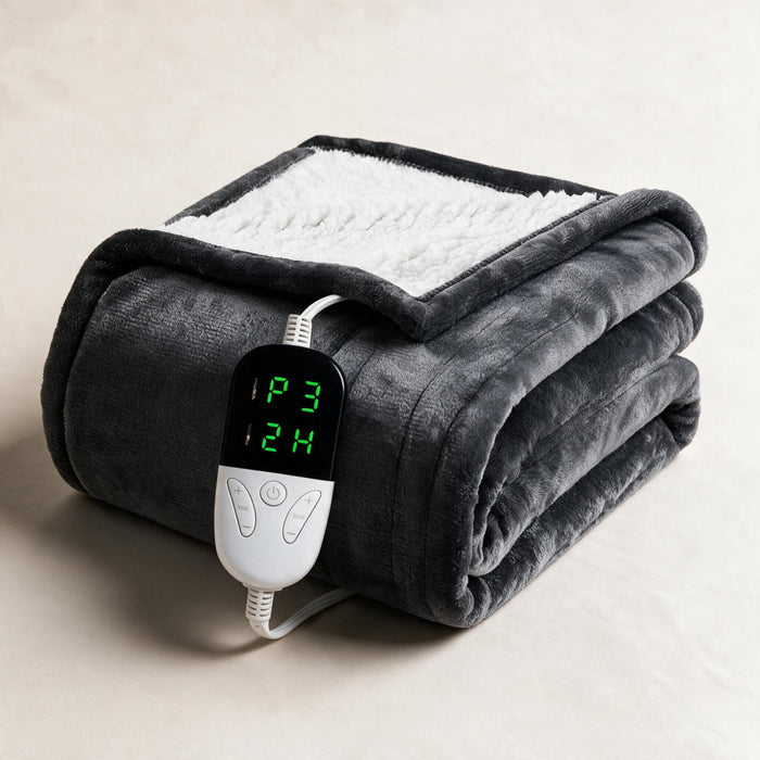 Hendrano™ Sherpa Heated Blanket with 6 Heat Levels & Auto-Off Timer