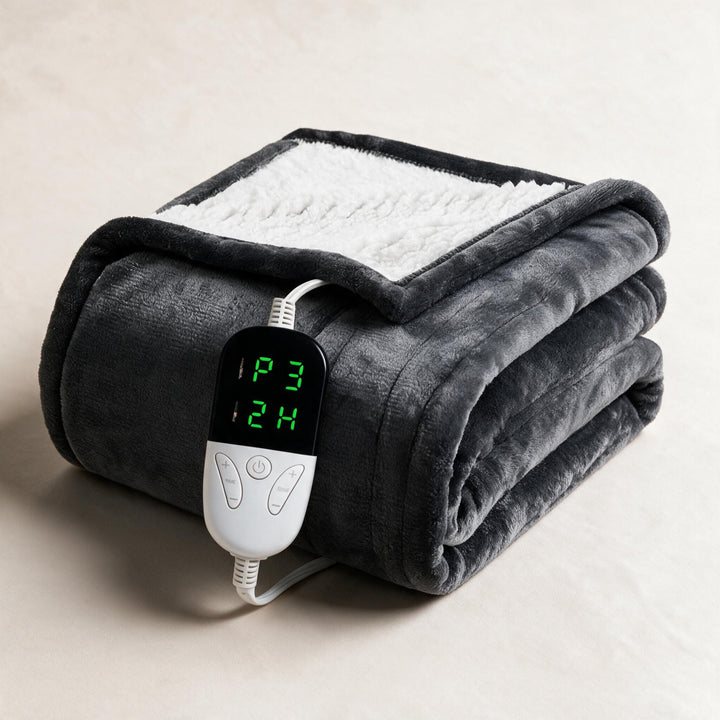 Hendrano™ Sherpa Heated Blanket with 6 Heat Levels &amp; Auto-Off Timer