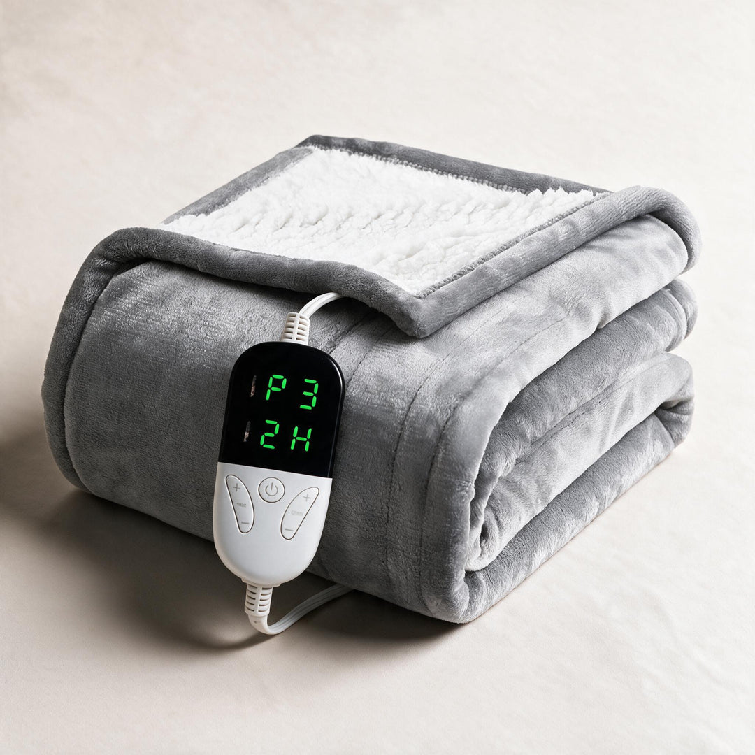 Hendrano™ Sherpa Heated Blanket with 6 Heat Levels &amp; Auto-Off Timer