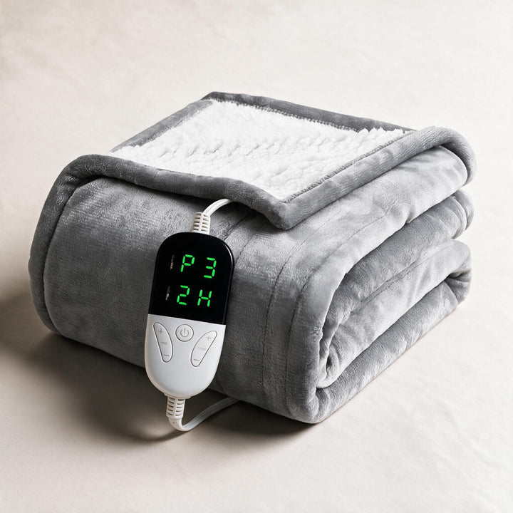 Hendrano™ Sherpa Heated Blanket with 6 Heat Levels &amp; Auto-Off Timer