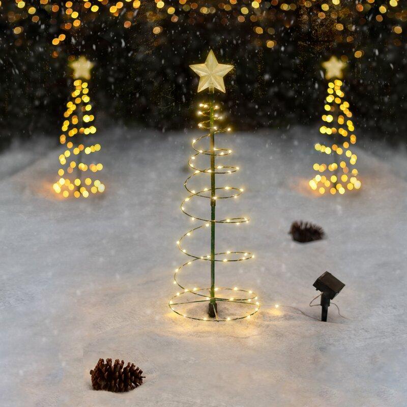 Hendrano™ Solar Metal Christmas Tree with LED Lights and Glowing Star