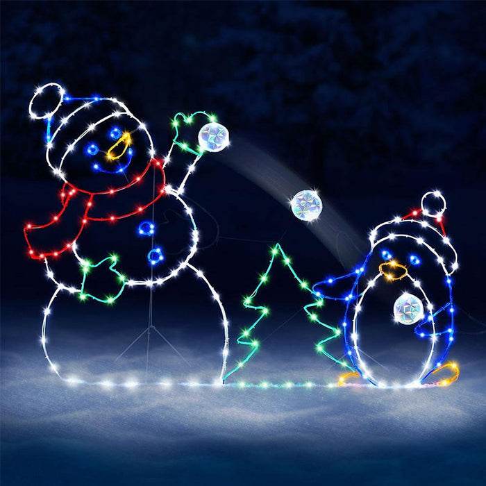 Hendrano™ Animated Snowman and Penguin LED Light with Snowball Effect