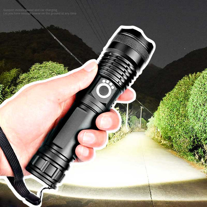 Hendrano™ Rechargeable LED Flashlight with Zoom, Waterproof Aluminum Body