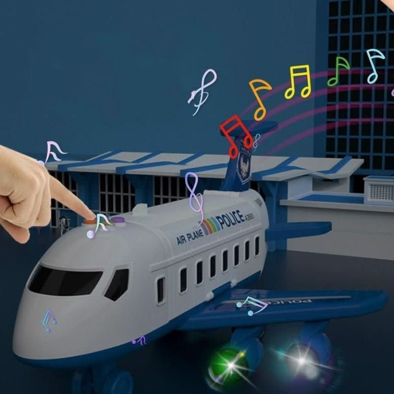 Fold-Out Toy Airplane Playset with Working Crane and Mini Cars
