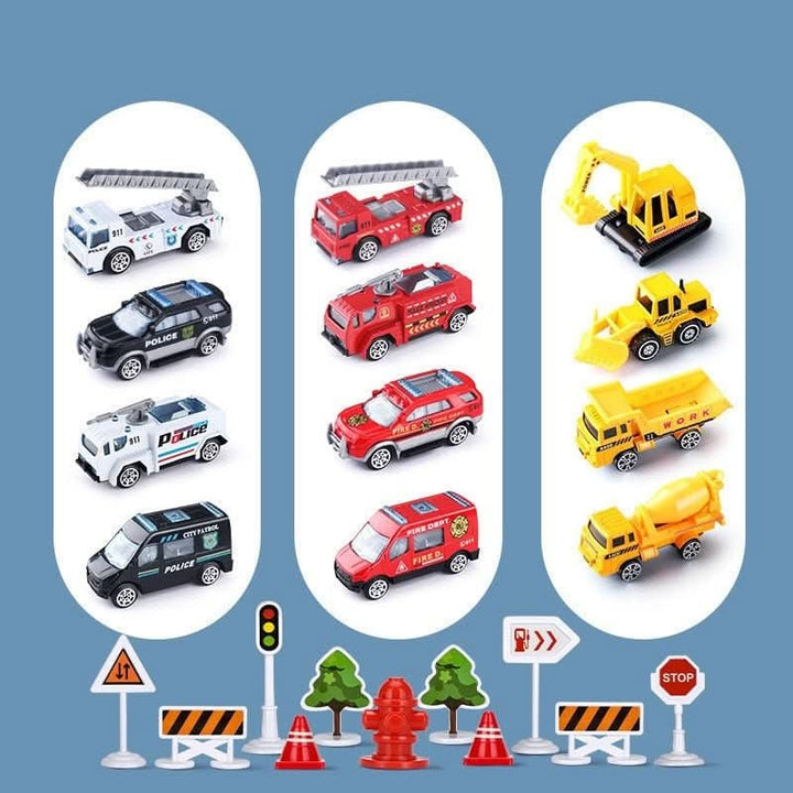 Fold-Out Toy Airplane Playset with Working Crane and Mini Cars