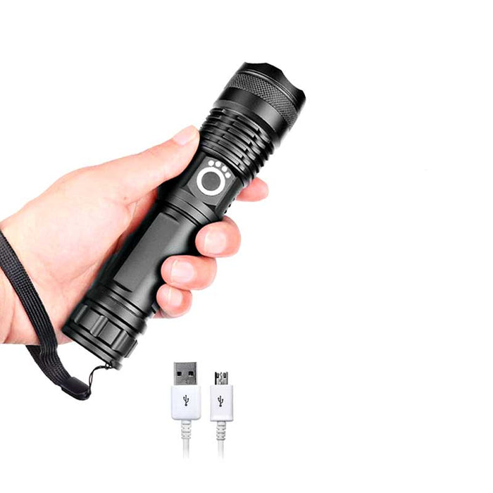 Hendrano™ Rechargeable LED Flashlight with Zoom, Waterproof Aluminum Body