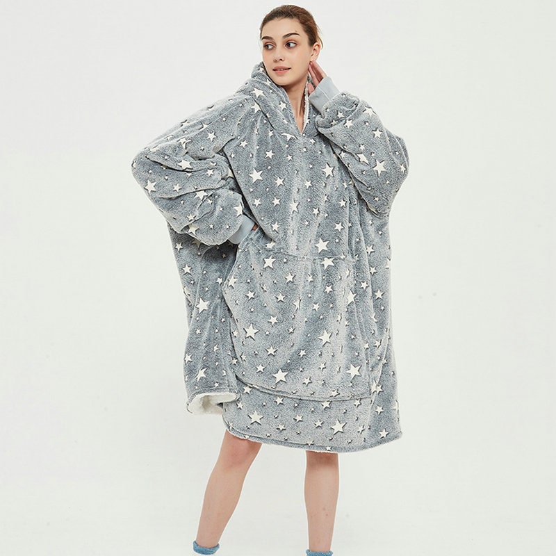 Hendrano™ Sherpa-Lined Blanket Hoodie in Fun Prints with Knee-Length Fit