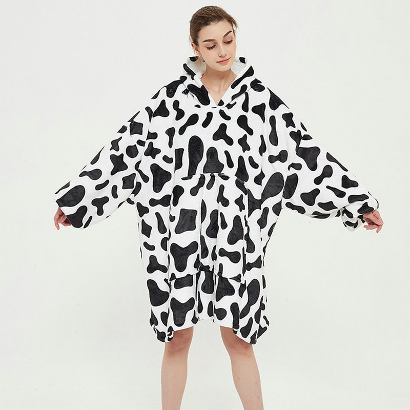 Hendrano™ Sherpa-Lined Blanket Hoodie in Fun Prints with Knee-Length Fit
