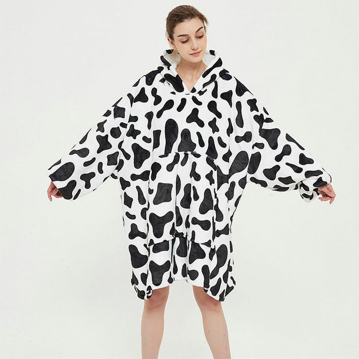 Hendrano™ Sherpa-Lined Blanket Hoodie in Fun Prints with Knee-Length Fit