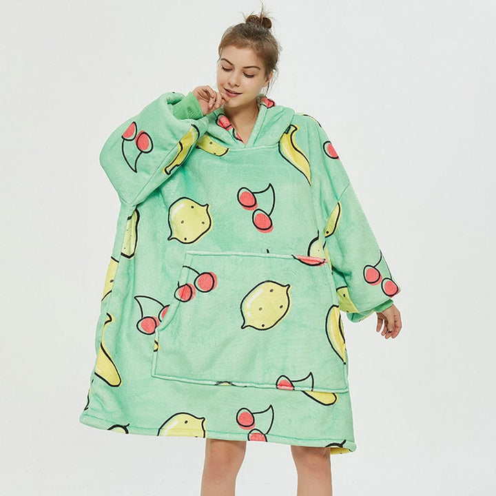 Hendrano™ Sherpa-Lined Blanket Hoodie in Fun Prints with Knee-Length Fit