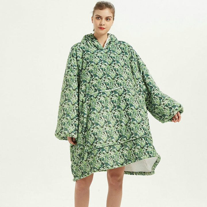 Hendrano™ Sherpa-Lined Blanket Hoodie in Fun Prints with Knee-Length Fit