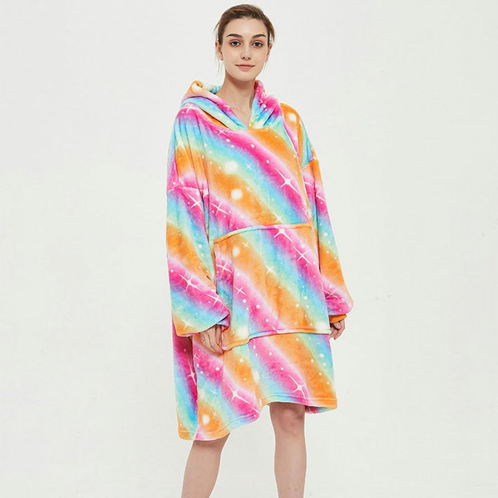Hendrano™ Sherpa-Lined Blanket Hoodie in Fun Prints with Knee-Length Fit
