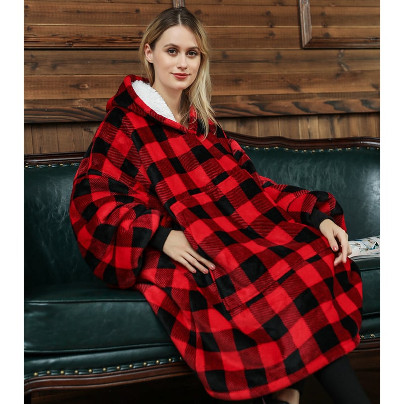 Hendrano™ Sherpa-Lined Blanket Hoodie in Fun Prints with Knee-Length Fit