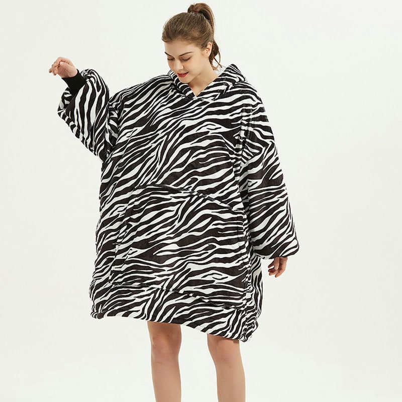 Hendrano™ Sherpa-Lined Blanket Hoodie in Fun Prints with Knee-Length Fit