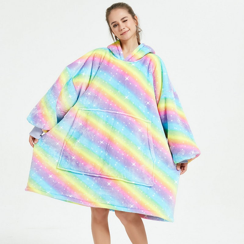 Hendrano™ Sherpa-Lined Blanket Hoodie in Fun Prints with Knee-Length Fit