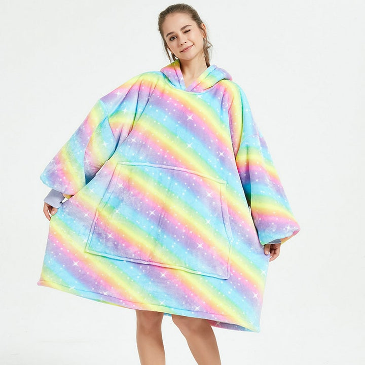 Hendrano™ Sherpa-Lined Blanket Hoodie in Fun Prints with Knee-Length Fit
