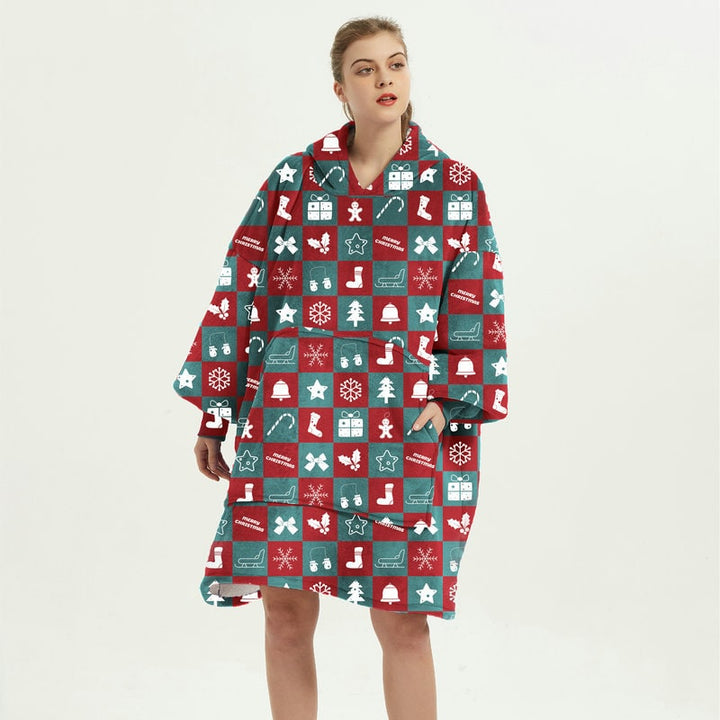 Hendrano™ Sherpa-Lined Blanket Hoodie in Fun Prints with Knee-Length Fit
