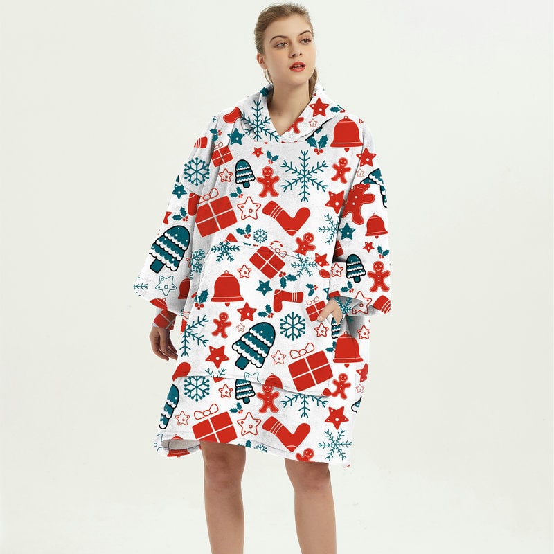 Hendrano™ Sherpa-Lined Blanket Hoodie in Fun Prints with Knee-Length Fit