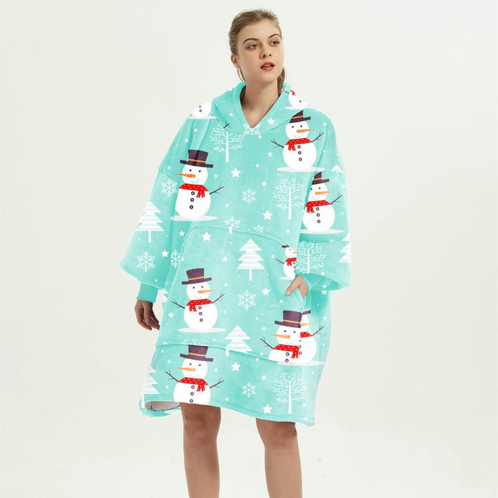Hendrano™ Sherpa-Lined Blanket Hoodie in Fun Prints with Knee-Length Fit