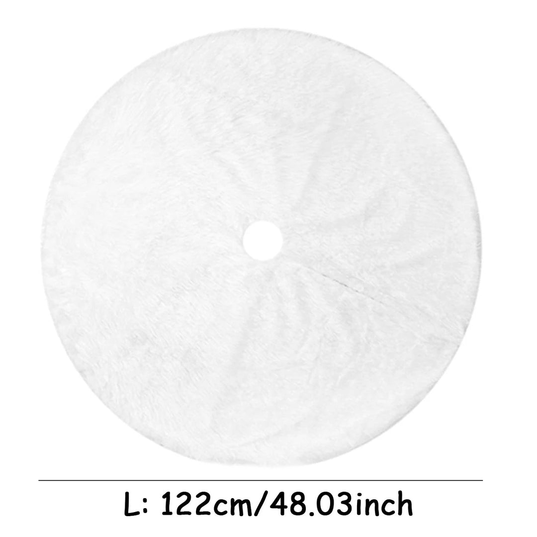 White Faux Fur Christmas Tree Skirt – Elegant Plush Carpet for Holiday Décor &amp; New Year Charm