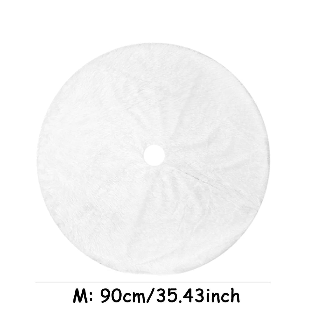 White Faux Fur Christmas Tree Skirt – Elegant Plush Carpet for Holiday Décor &amp; New Year Charm
