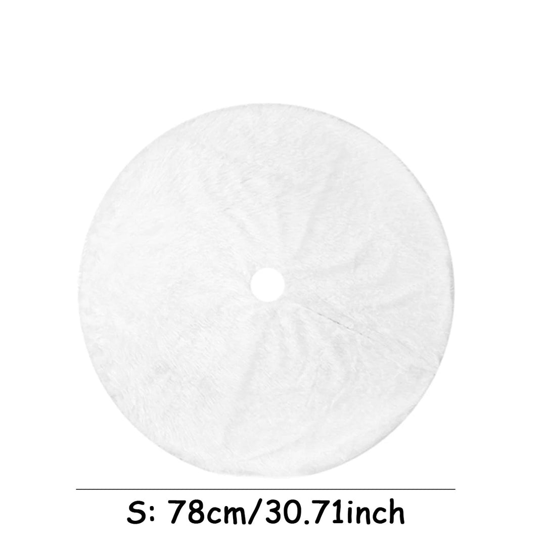 White Faux Fur Christmas Tree Skirt – Elegant Plush Carpet for Holiday Décor &amp; New Year Charm