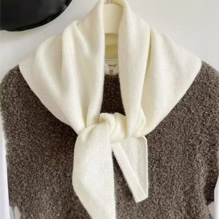 Korean-Style Triangle Knit Scarf for Women – Light &amp; Cozy