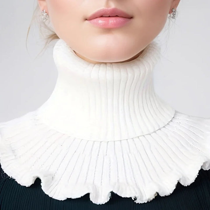 Hendrano™ Knit Turtleneck Collar Scarf – Ruffle Trim, Windproof Warmth