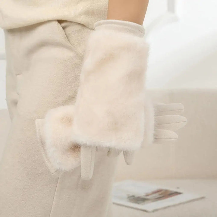 Suede Fur Touch Screen Winter Gloves