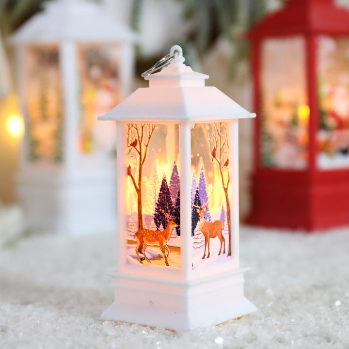 Swirling Glitter Christmas Lantern with Color-Changing LED