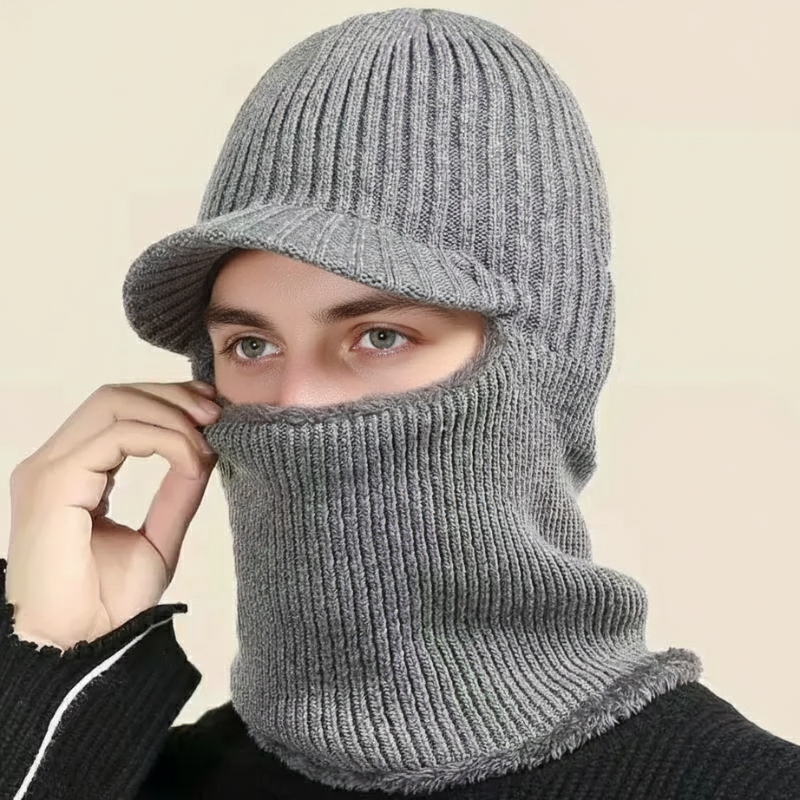 Hendrano™ Knit Balaclava Beanie with Visor and Plush Fleece Lining