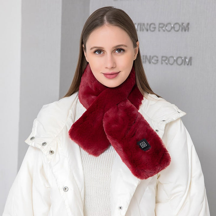 Hendrano™ Faux Fur Heated Scarf with 3 Heat Settings and LED Light