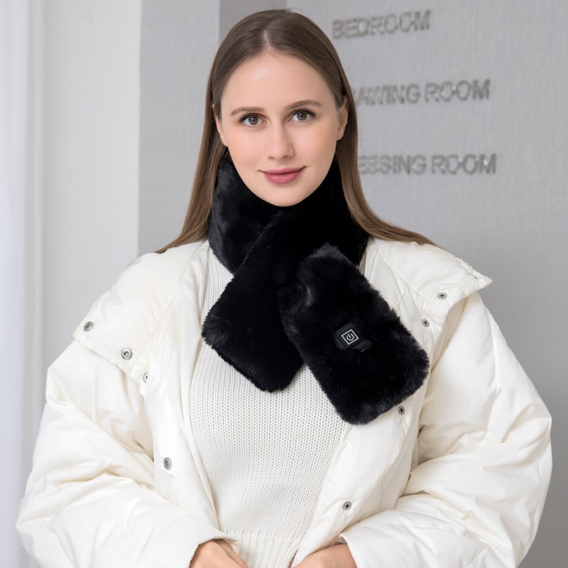 Hendrano™ Faux Fur Heated Scarf with 3 Heat Settings and LED Light
