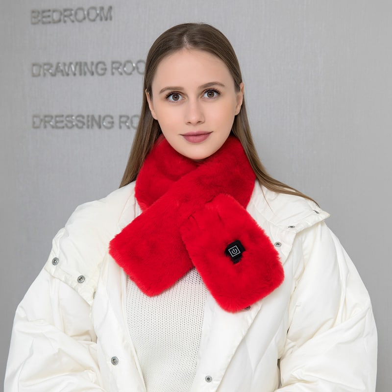 Hendrano™ Faux Fur Heated Scarf with 3 Heat Settings and LED Light